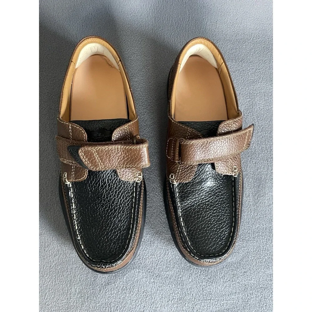 Dr. Comfort Mike 8660 Men's Black Brown Leather Boat Shoes Size 11.5 W